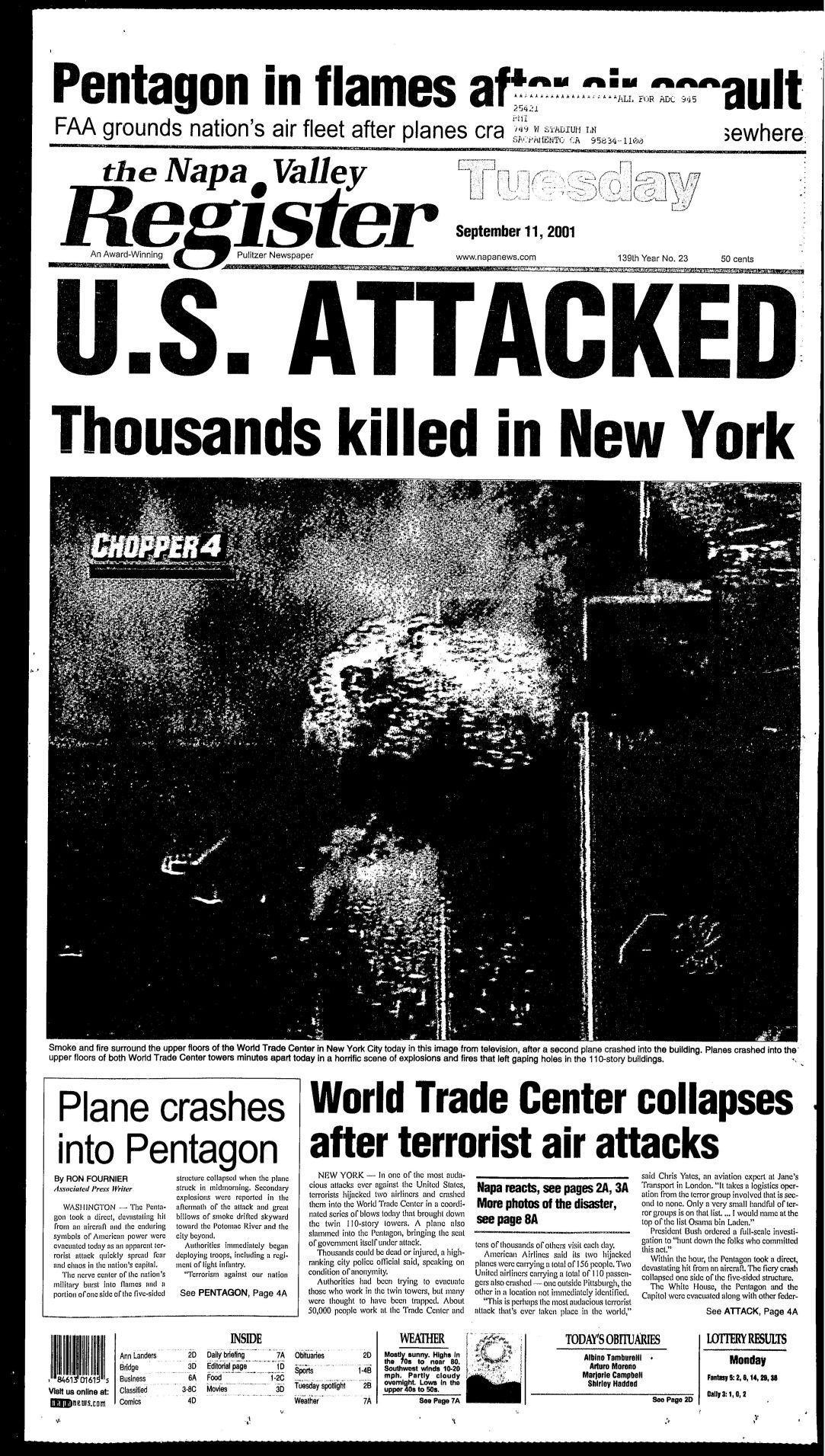 Napa Valley Register, Sept. 11, 2001